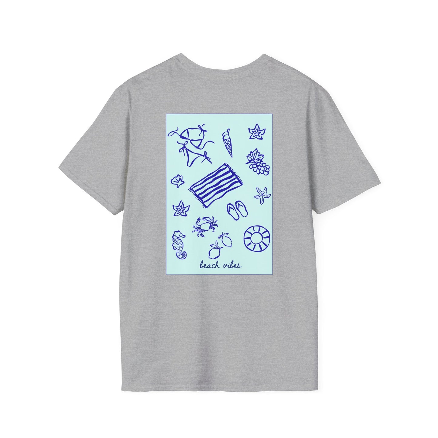 Beach Vibes T-Shirt – 'Beach Notes' Shell & Summer Icons Graphic Tee
