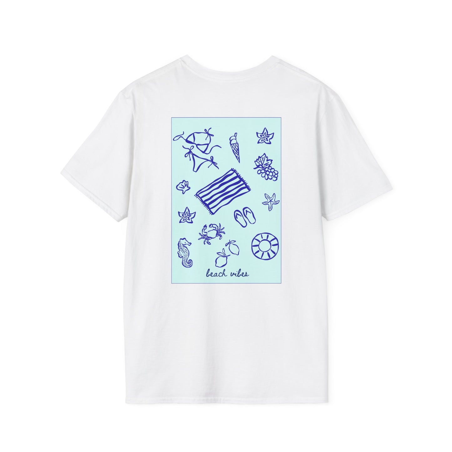 Beach Vibes T-Shirt – 'Beach Notes' Shell & Summer Icons Graphic Tee